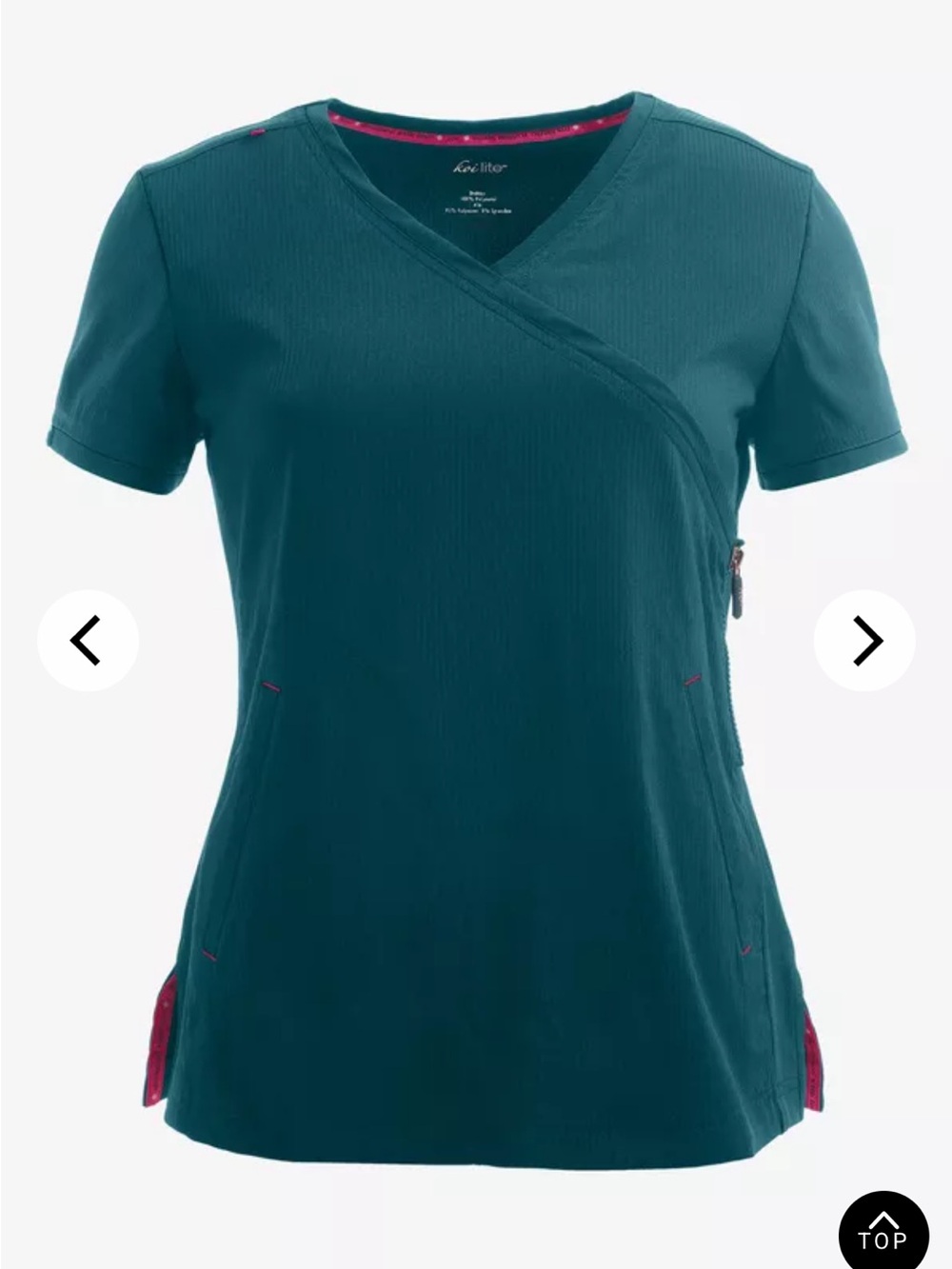 koi Lite Philosophy Women's 3-Pocket Mock Wrap Side Zipper Scrub Top Size S